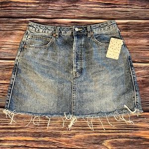 Distressed Denim Mini Skirt We the Free People